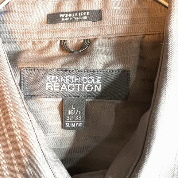 Kenneth Cole Reaction Slim Fit Size 16 32/33 Long Sleeve Stripe Button Shirt - Picture 3 of 6